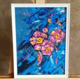 Gemälde „Helle Blumen“, Grundierte Hartfaserplatte, Öl, Abstrakter Expressionismus, цветы мастехином, Russland, 2021 - Foto 3