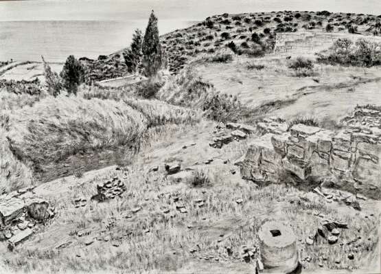 Куриум. Кипр. картина маслом Drybrush Realism Landscape painting Cyprus 2021 - photo 1