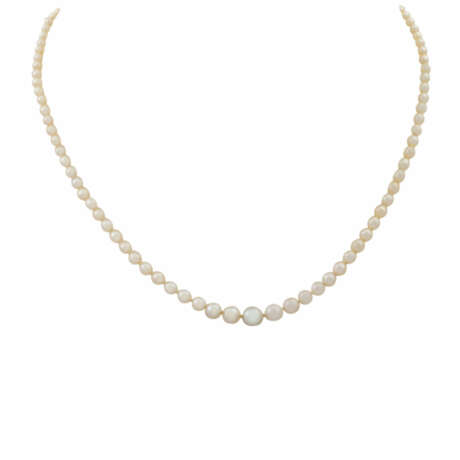 Art Déco Perlenkette mit Diamantschließe, - Foto 1