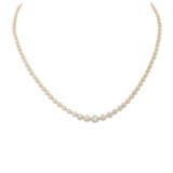 Art Déco Perlenkette mit Diamantschließe, - фото 1