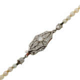 Art Déco Perlenkette mit Diamantschließe, - photo 6