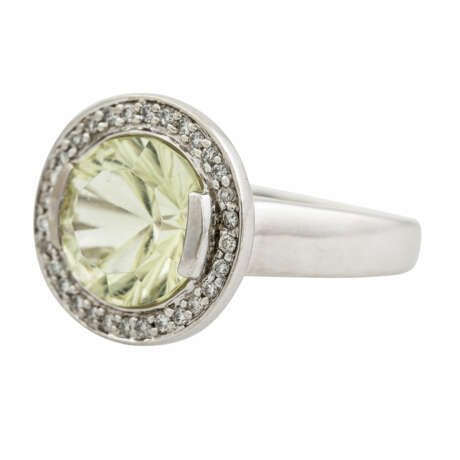 Ring mit Lemonquarz und kleinen Brillanten von zus. ca. 0,3 ct, - Foto 5