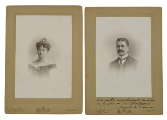 Фотографии (2) дипломата Николая Столыпина и его жены Елизаветы. 1903. 15x10; 19,5x14 cм. - Foto 1