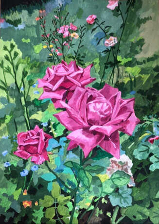 Painting “Crimean rose”, Гуашь на бумаге, декоративная живопись, Россия Москва, 2021 - photo 1