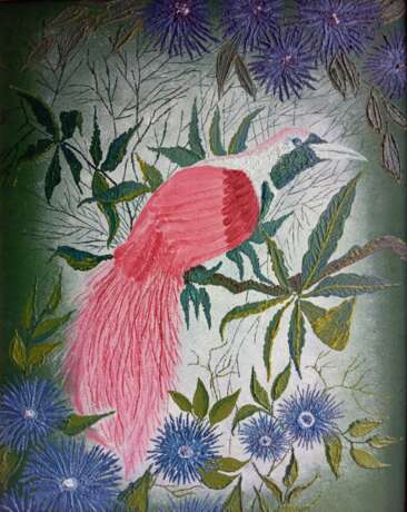 Розовая птица... Масло на холсте на подрамнике прослойное письмо Zeitgenössischer Realismus Ukraine 2000 - Foto 1