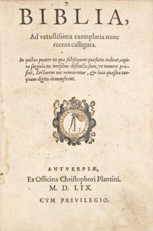 Biblia ad vetustissima. Antwerp: Christopher Plantin, 1559.  - photo 1