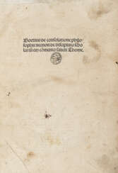BOEZIO, Severino (465-524) - De consolatione Philosophie necnon de disciplina scholarium. Lyon: Jean Du Pré , 1489. 