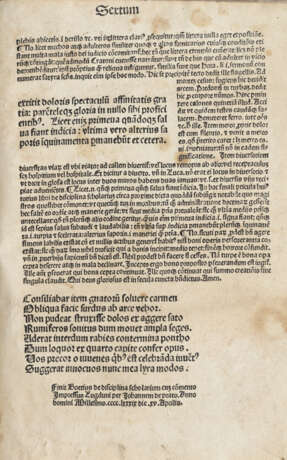 BOEZIO, Severino (465-524) - De consolatione Philosophie necnon de disciplina scholarium. Lyon: Jean Du Pré , 1489.  - Foto 6