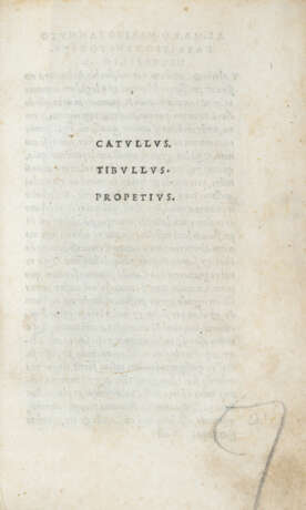 CATULLO, Gaio Valerio (84-54 A.C.) - Catullus Tibullus, Propetius. Venice: Aldo Manuzio, 1502.  - Foto 2