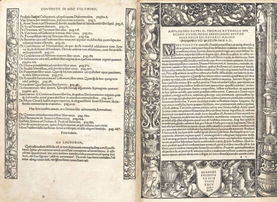 ERASMO - SENECA, L. Aennaeus (4 a.C.-65 d.C.) - Lucubrationes omnes, additis etiam nonnullis. Basel: Froben, 1515.  - photo 3