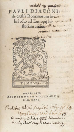 EUTROPIO, Flavio Eutropio (attivo 363-387) - De gestis romanorum. Europij historiam additi. Parigi: Simon de Colines, 1531.  - фото 1