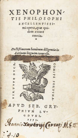 BINDING - SENOFONTE (430-354 a.C.) - Opera, quae quidem extant omnia. Lyon: Sebastiano Grifo, 1551.  - фото 2