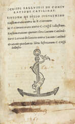 SALLUSTIO (86-34 a.C.) - De coniuratione Catilinae. Eiusdem de bello Iugurthino. Venice: Aldo Manuzio, 1509. 