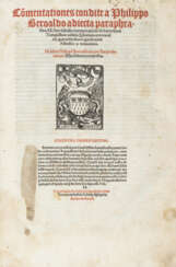 SVETONIO, Gaio Tranquillo (69-130) - Commentationes condite a Philippo Beroaldo adiecta paraphrastica. Colony: Ludovici Hornken e Godofredi Hitorpi, 1512. 