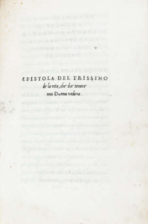 TRISSINO, Giovanni Giorgio (1478-1550) - I Ritratti - Epistola del Trissino de la vita, che dee tenere una donna vedova. Rome: Ludovico degli Arrighi, 1524.  - фото 2