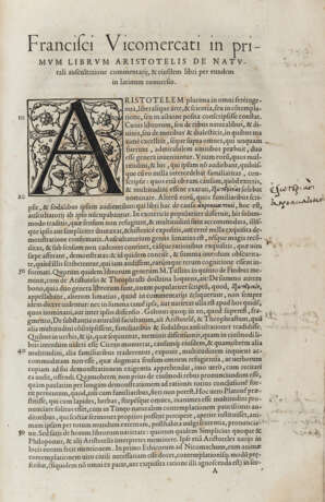 VIMERCATI , Francesco (1512-1571) - In octo libros Aristotelis De naturali auscultatione commentarii. Paris: Michel Vascosan, 1550.  - фото 1