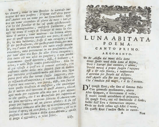 LUNA - BETTINELLI, Saverio (1718-1808) - Il Mondo della luna. Poema eroico-comico. Venice: Remondini, 1754.  - Foto 3