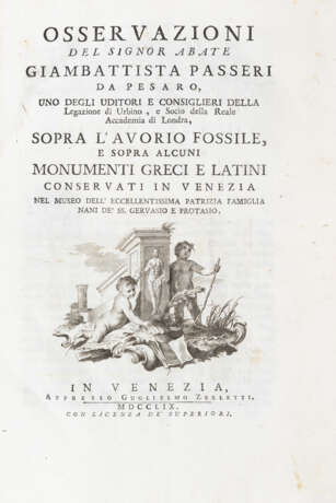 PASSERI, Giambattista (1694-1780) - Osservazioni - фото 1