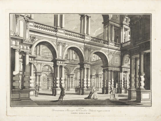 BIBIENA, Ferdinando (1657-1743) e BIBIENA, Giuseppe (1696-1757); VASI, Giuseppe (1710-1782) e altri - Cortili Reali? e altro. S.L: s.e., ca.1755-ante 1824?.  - photo 2