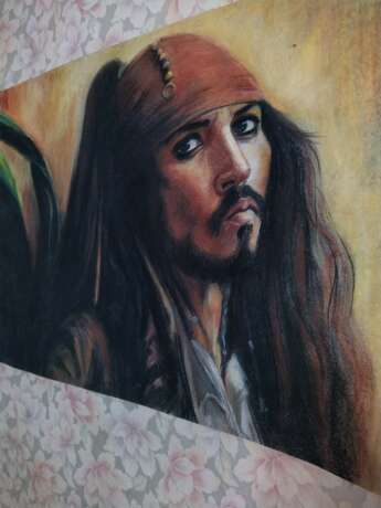 Captain Jack Sparrow Papier Pastell Photorealismus актер харьков 2020 - Foto 2