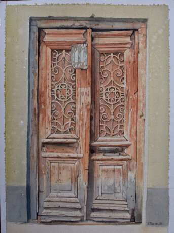 Старая дверь Акварель на бумаге Aquarell Zeitgenössischer Realismus современный реализм Usbekistan 2021 - Foto 1