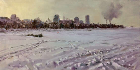 Зимние тропинки Canvas on the subframe Oil Realism Landscape painting Russia 2022 - photo 1