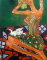 Girl and cat 2017year 45x30cmOriginal Painting Oil on Canvas Girl and cat 2017year 45x30cmOriginal Painting Oil on Canvas