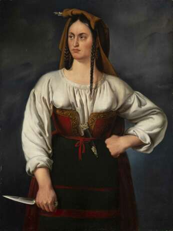 La brigantessa Leinwand Öl Realismus Porträt Italien 1855 - Foto 1