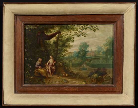 Zwei Gemälde: Waldlandschaften mit Personen - Foto 2