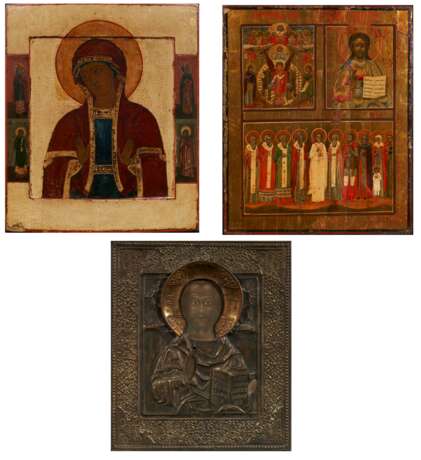 Drei Ikonen: Muttergottes / Segnender Christus / Christus mit Heiligen - фото 1