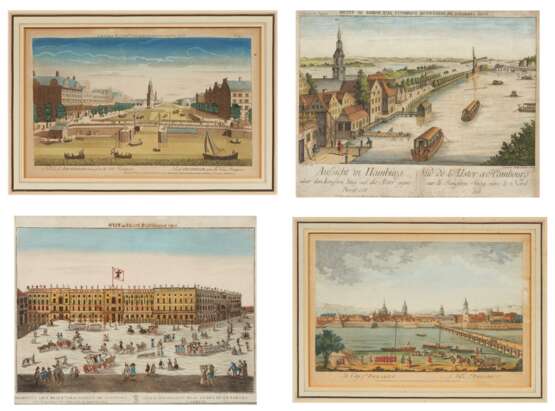 Vier kolorierte Kupferstiche mit Ansichten Aus Dresden, Amsterdam, Berlin und Hamburg - фото 1