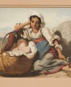 Rudolf Lehmann. Italienierin mit einem schlafenden Kind im Weidenkorb