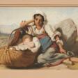 Italienierin mit einem schlafenden Kind im Weidenkorb - Archives des enchères