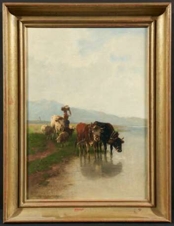 Junge Bäuerin mit ihrem Vieh - photo 2
