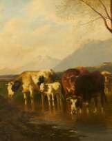 Voralpenlandschaft mit Viehherde