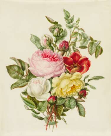 Fünf Aquarelle: Blumenstudien mit Rosen, Lilien und Trompetenzungen - photo 15