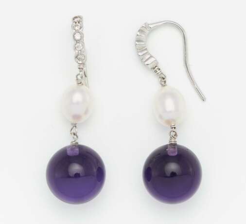 Amethyst-Pearl-Earrings - Foto 1