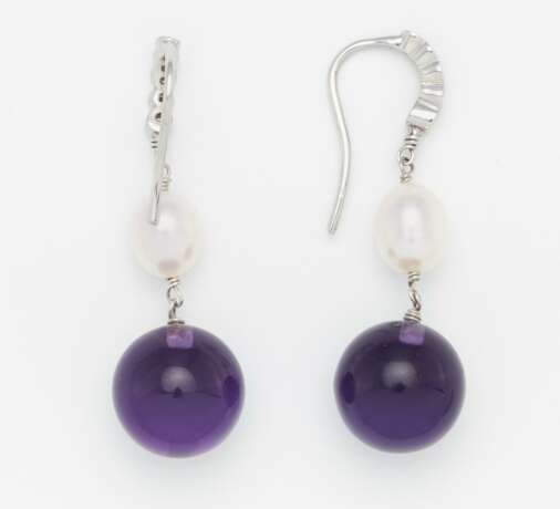 Amethyst-Pearl-Earrings - Foto 2