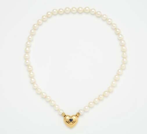 Cultured Pearl-Necklace with Heart Pendant - фото 1