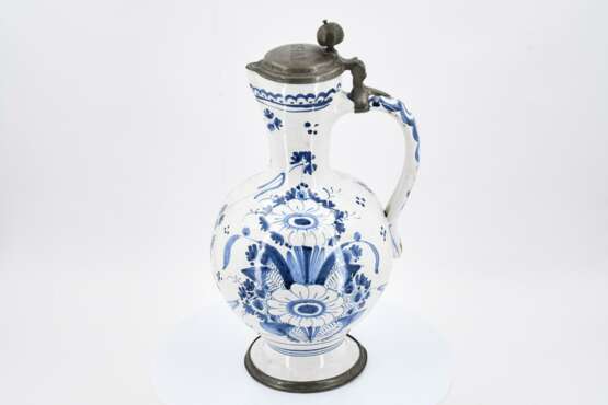 Narrow-Necked ceramic Jug with flower boquets and singing bird - photo 7