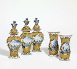 Set of five ceramic vases