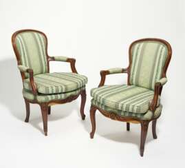 Pair of walnut armchairs style Louis XV