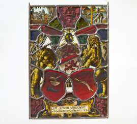 Historism stained glass panel of the shoemakers and tanners with the Winterthur coat of arms