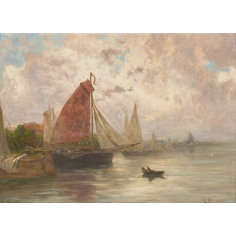 PIEPER, CHRISTIAN (1843-1934), "Segelschiffe im Hafen", - photo 2