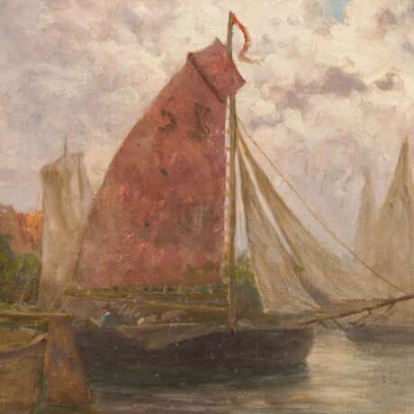 PIEPER, CHRISTIAN (1843-1934), "Segelschiffe im Hafen", - Foto 5