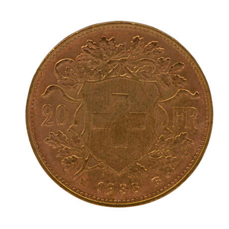 Schweiz/GOLD - 20 Franken Vreneli 1935 LB, - photo 2