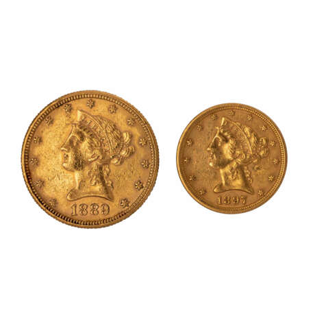 USA/GOLD - 10 Dollars 1889 + 5 Dollars 1897, - фото 1