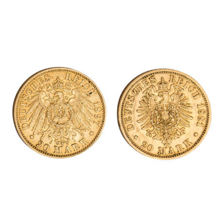 Preussen/GOLD - 2 x 20 Goldmark 1881 A - Foto 2