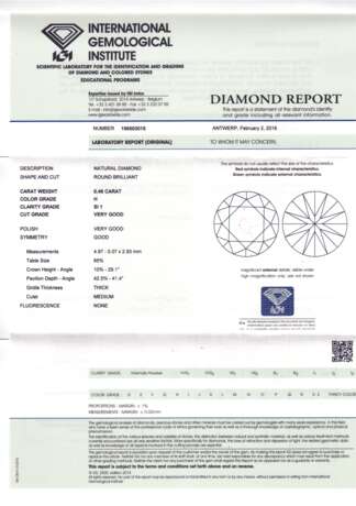 Loser Brillant von 0,46 ct, WEISS (H)/SI1, - photo 3