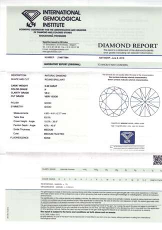 Loser Brillant von 0,40 ct, WEISS (H)/VS2, - фото 3